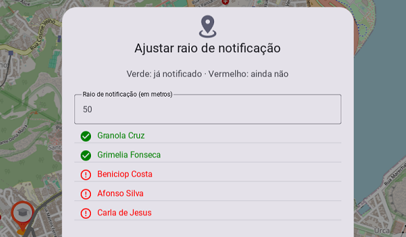 Raio de notificação
